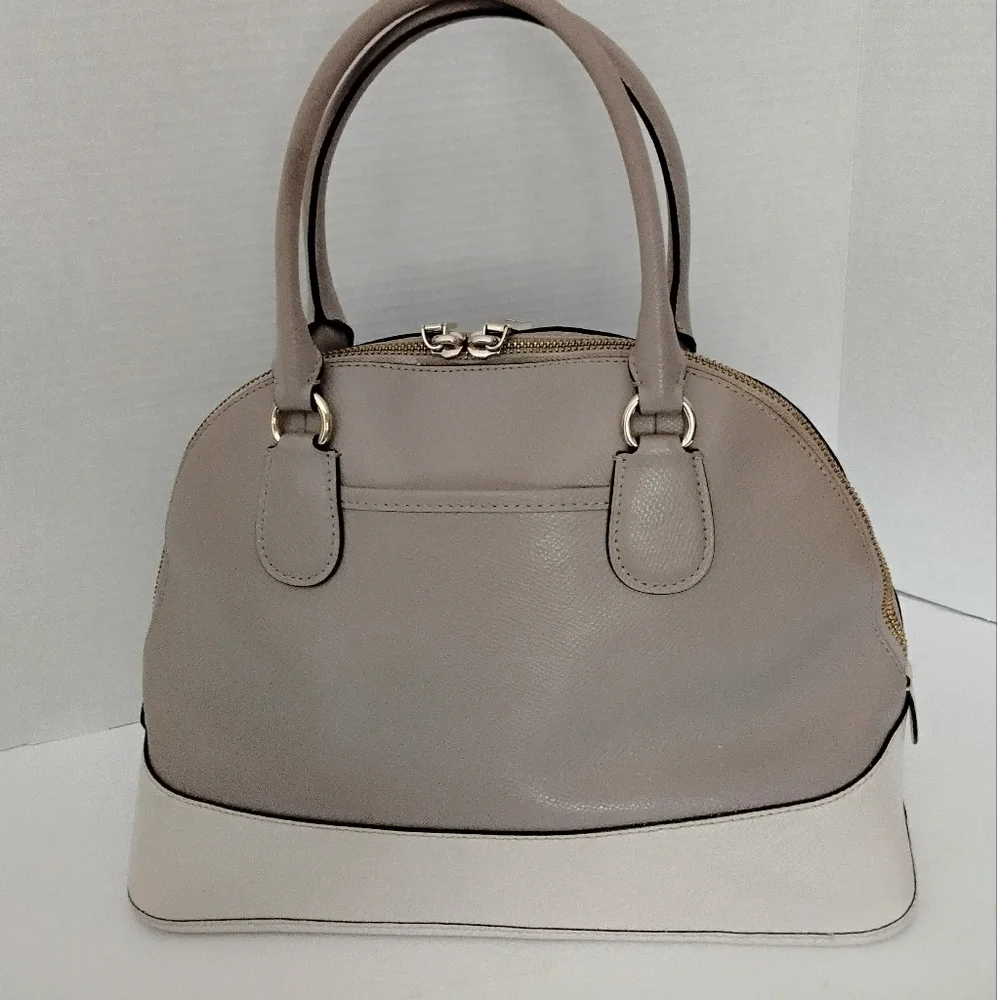 Coach Cross Grain Leather Cora Dome Handbag Color Block Tan NWOT - Picture 3 of 7